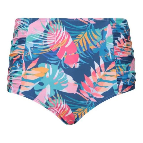 NWOT Womens High-Waisted Bikini Bottoms Tropical - Picture 1 of 8